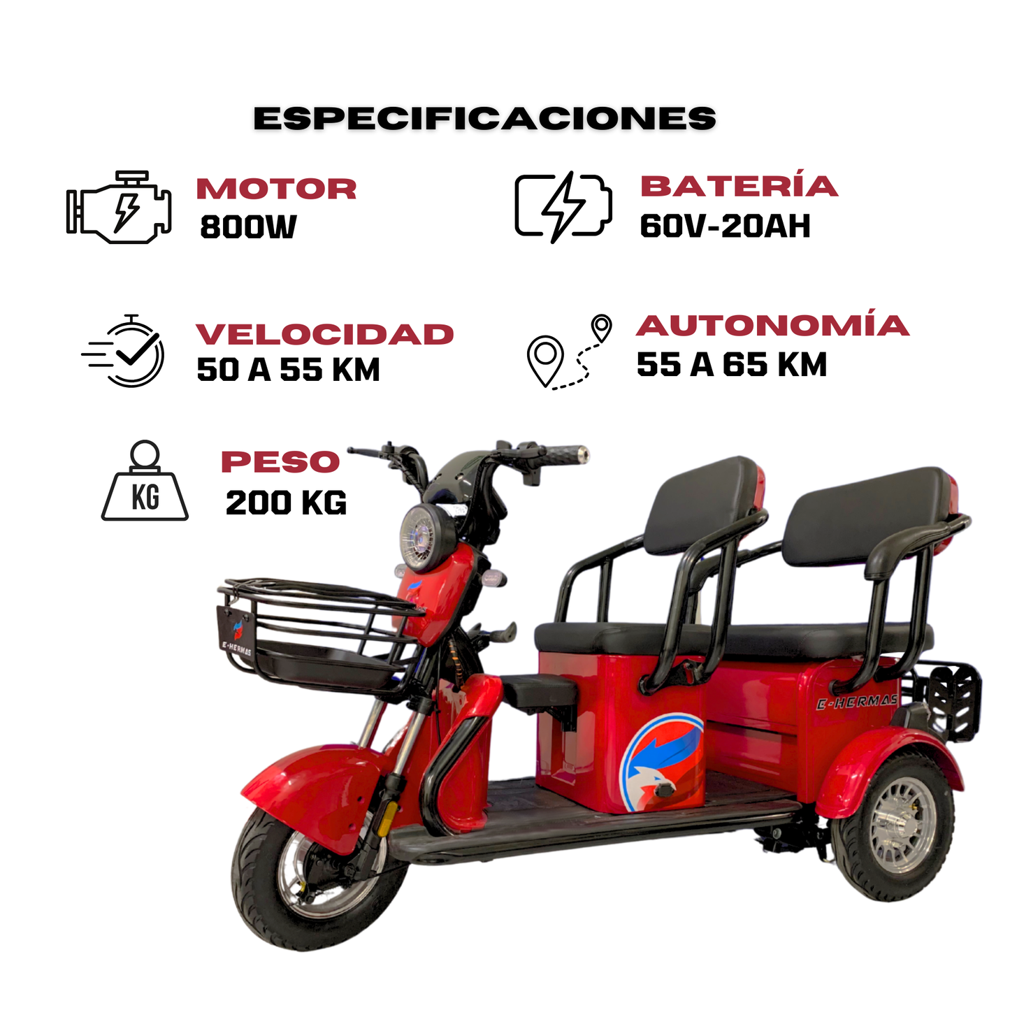 Triciclo Eléctrico E-hermas Huolong