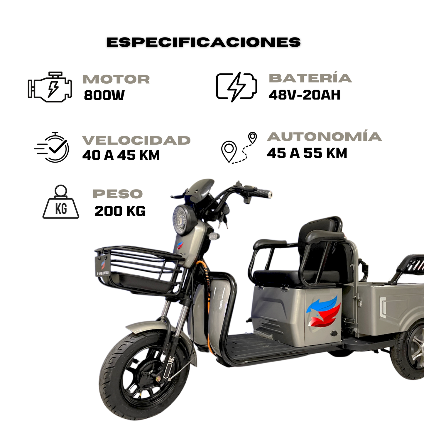 Triciclo Eléctrico E-hermas Xiadou